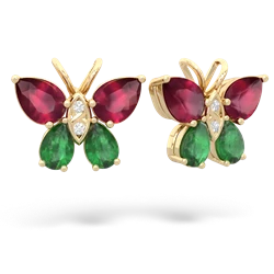 Ruby Butterfly 14K Yellow Gold earrings E2215