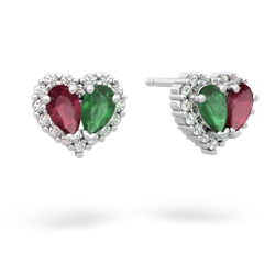 Ruby Halo 14K White Gold earrings E7008