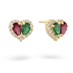 Ruby Halo 14K Yellow Gold earrings E7008