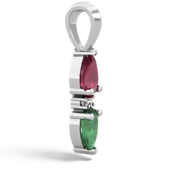 Ruby Bowtie Drop 14K White Gold pendant P0865