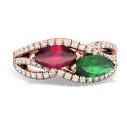 Ruby Diamond Rivers 14K Rose Gold ring R3070