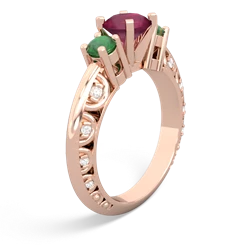 Ruby Art Deco Eternal Embrace Engagement 14K Rose Gold ring C2003