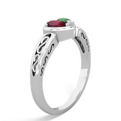 Ruby Filligree 'One Heart' 14K White Gold ring R5070