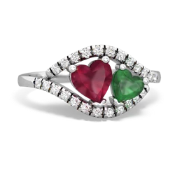 Ruby Mother And Child 14K White Gold ring R3010