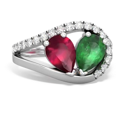 Ruby Nestled Heart Keepsake 14K White Gold ring R5650