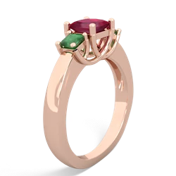 Ruby Three Stone Trellis 14K Rose Gold ring R4015