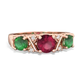 Ruby Hugs And Kisses 14K Rose Gold ring R5016