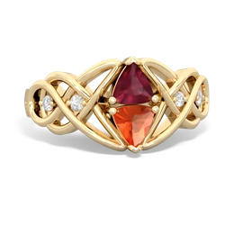 Ruby Keepsake Celtic Knot 14K Yellow Gold ring R5300