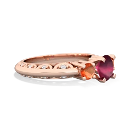 Ruby Art Deco Eternal Embrace Engagement 14K Rose Gold ring C2003