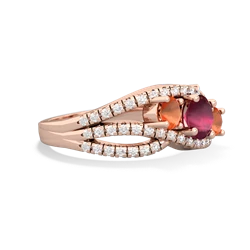 Ruby Three Stone Aurora 14K Rose Gold ring R3080