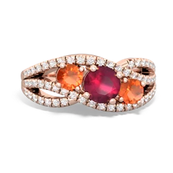 Ruby Three Stone Aurora 14K Rose Gold ring R3080