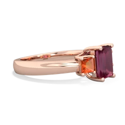 Ruby Three Stone Emerald-Cut Trellis 14K Rose Gold ring R4021