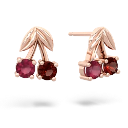 Ruby Sweet Cherries 14K Rose Gold earrings E7001