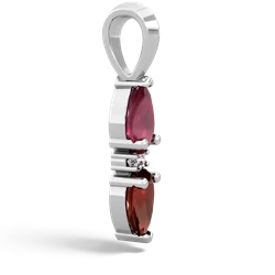 Ruby Bowtie Drop 14K White Gold pendant P0865