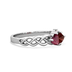 Ruby Heart To Heart Braid 14K White Gold ring R5870