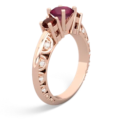 Ruby Art Deco Eternal Embrace Engagement 14K Rose Gold ring C2003