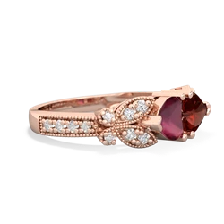 Ruby Diamond Butterflies 14K Rose Gold ring R5601