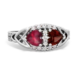 Ruby Sparkling Celtic Knot 14K White Gold ring R2645