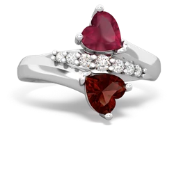 Ruby Heart To Heart 14K White Gold ring R2064