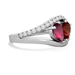 Ruby Nestled Heart Keepsake 14K White Gold ring R5650