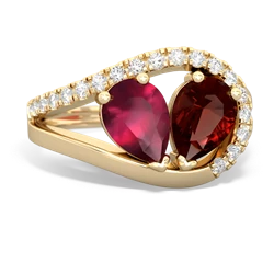 Ruby Nestled Heart Keepsake 14K Yellow Gold ring R5650