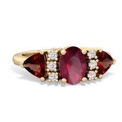 Ruby Antique Style Three Stone 14K Yellow Gold ring R2186