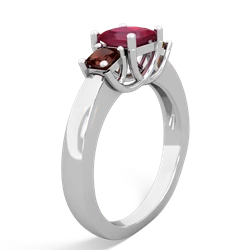 Ruby Three Stone Trellis 14K White Gold ring R4015