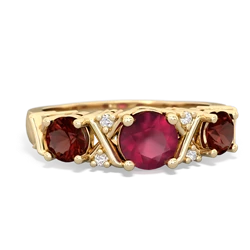 Ruby Hugs And Kisses 14K Yellow Gold ring R5016