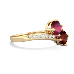 Ruby Channel Set Two Stone 14K Yellow Gold ring R5303