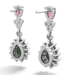 Ruby Halo Pear Dangle 14K White Gold earrings E1882