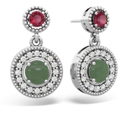 Ruby Halo Dangle 14K White Gold earrings E5319