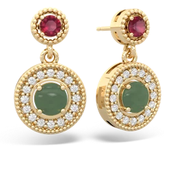 Ruby Halo Dangle 14K Yellow Gold earrings E5319