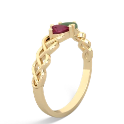 Ruby Heart To Heart Braid 14K Yellow Gold ring R5870