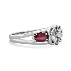 Ruby Hearts Intertwined 14K White Gold ring R5880