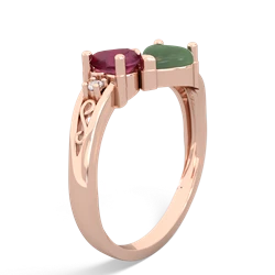 Ruby Snuggling Hearts 14K Rose Gold ring R2178