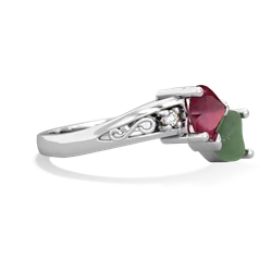 Ruby Snuggling Hearts 14K White Gold ring R2178