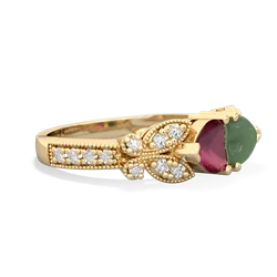 Ruby Diamond Butterflies 14K Yellow Gold ring R5601