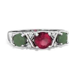 Ruby Hugs And Kisses 14K White Gold ring R5016