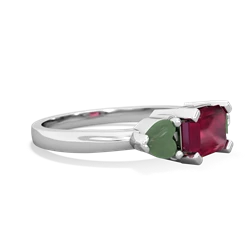 Ruby Three Stone 14K White Gold ring R5235