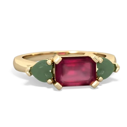 Ruby Three Stone 14K Yellow Gold ring R5235