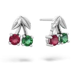 Ruby Sweet Cherries 14K White Gold earrings E7001