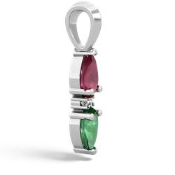 Ruby Bowtie Drop 14K White Gold pendant P0865