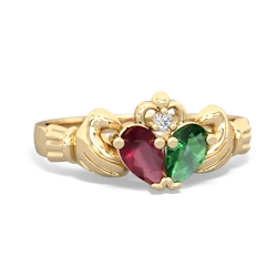 Ruby 'Our Heart' Claddagh 14K Yellow Gold ring R2388