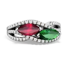 Ruby Diamond Rivers 14K White Gold ring R3070