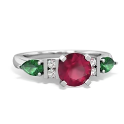 Ruby 6Mm Round Eternal Embrace Engagement 14K White Gold ring R2005