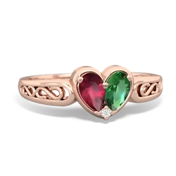 Ruby Filligree 'One Heart' 14K Rose Gold ring R5070