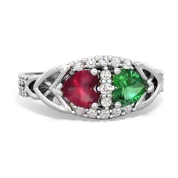 Ruby Sparkling Celtic Knot 14K White Gold ring R2645