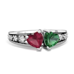 Ruby Heart To Heart 14K White Gold ring R3342