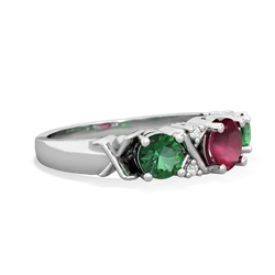 Ruby Hugs And Kisses 14K White Gold ring R5016