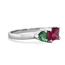 Ruby Three Stone 14K White Gold ring R5235